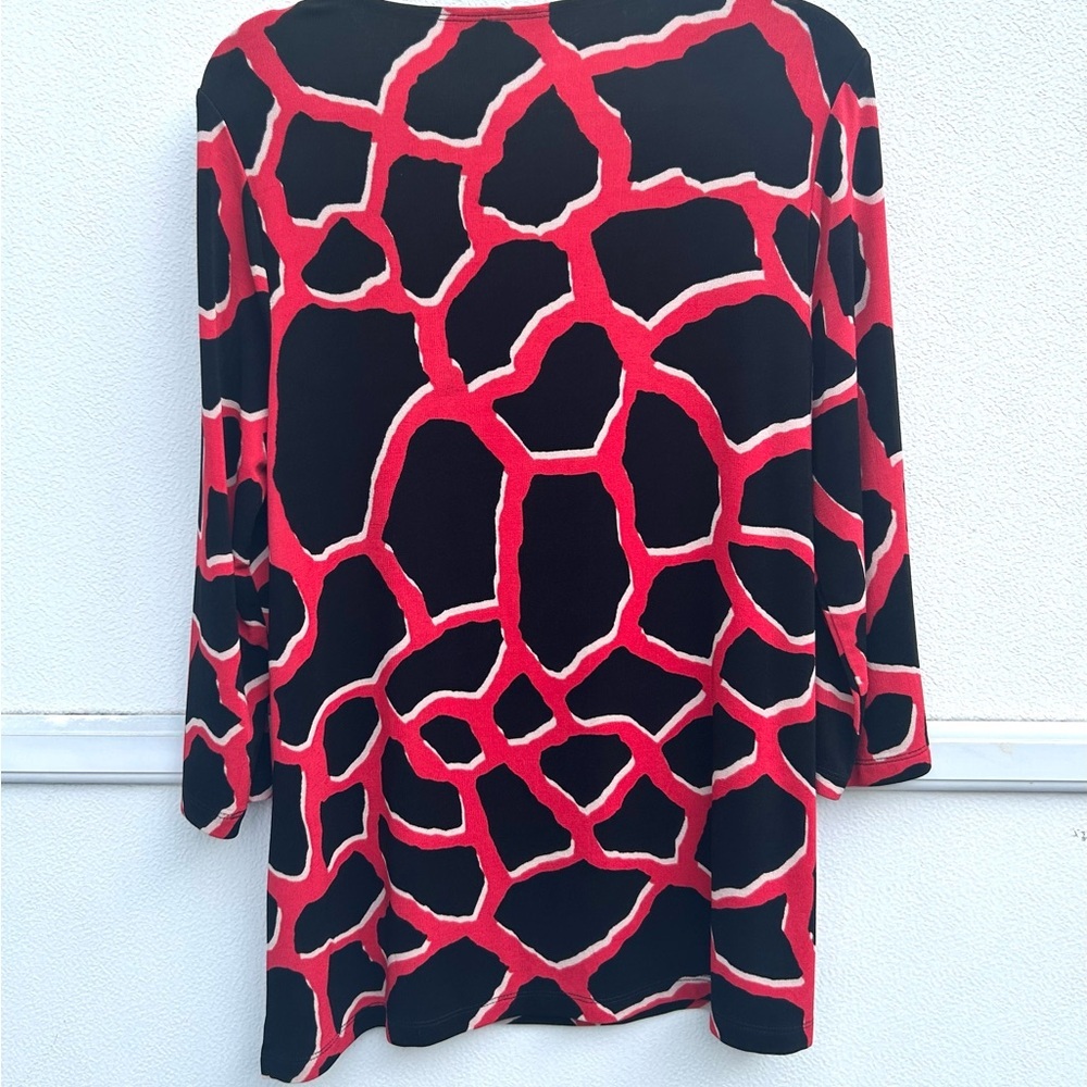 Chicos Travelers WOMENS Top Sz M 1 Artsy 3/4 Sleeve Tunic Stretch Going Out - Picture 10 of 11